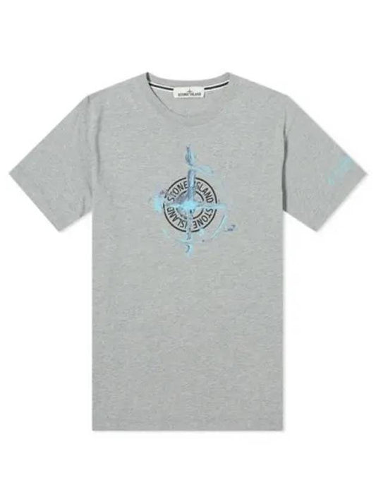 Marble One Logo Print Short Sleeve T-Shirt Grey - STONE ISLAND - BALAAN 2