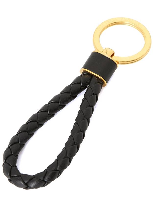 Intrecciato Lambskin Key Holder Black - BOTTEGA VENETA - BALAAN 4