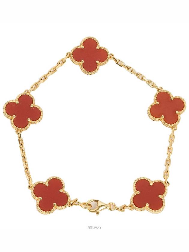 Van Cleef Arpels Vintage Alhambra Bracelet 5 Motif Yellow Gold Carnelian 74198 - VANCLEEFARPELS - BALAAN 1