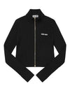 Logo Patch Rib High Neck Zip-Up Wool Cardigan Black - MIU MIU - BALAAN 4