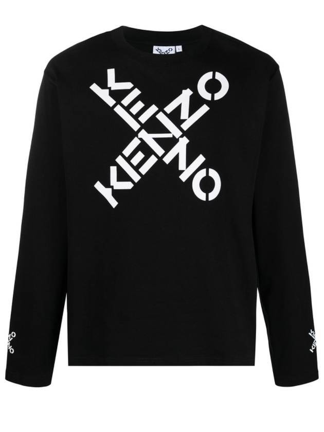 Men's Big X Logo Sports Long Sleeve T-Shirt Black - KENZO - BALAAN 1