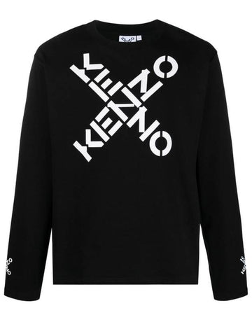 Men's Big X Logo Sports Long Sleeve T-Shirt Black - KENZO - BALAAN 1