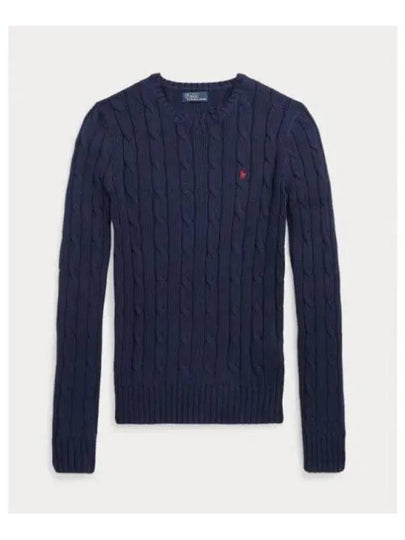 Embroidered Logo Pony Cable Knit Top Navy - POLO RALPH LAUREN - BALAAN 2