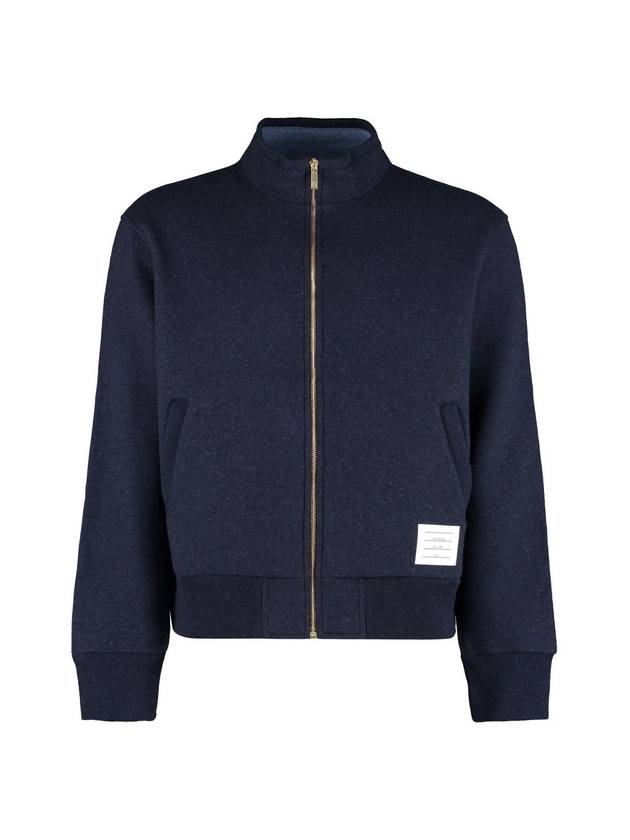 Funnel Neck Zip-Up Jacket Navy - THOM BROWNE - BALAAN 1