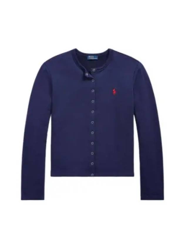 Embroidered Snap Button Cardigan Blue - POLO RALPH LAUREN - BALAAN 2