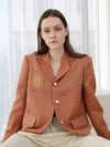 Linen pocket embroidery brown jacketLinen Embroidery Brown JK - DAMAGE MNEMONIC - BALAAN 2