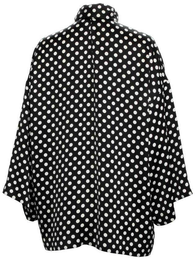 Polka Dot Bow Satin Blouse Black - SAINT LAURENT - BALAAN 3