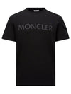 8C00023 8390T 999 Flock Logo Patch Round Short Sleeve T Shirt Black Men s TEO - MONCLER - BALAAN 1
