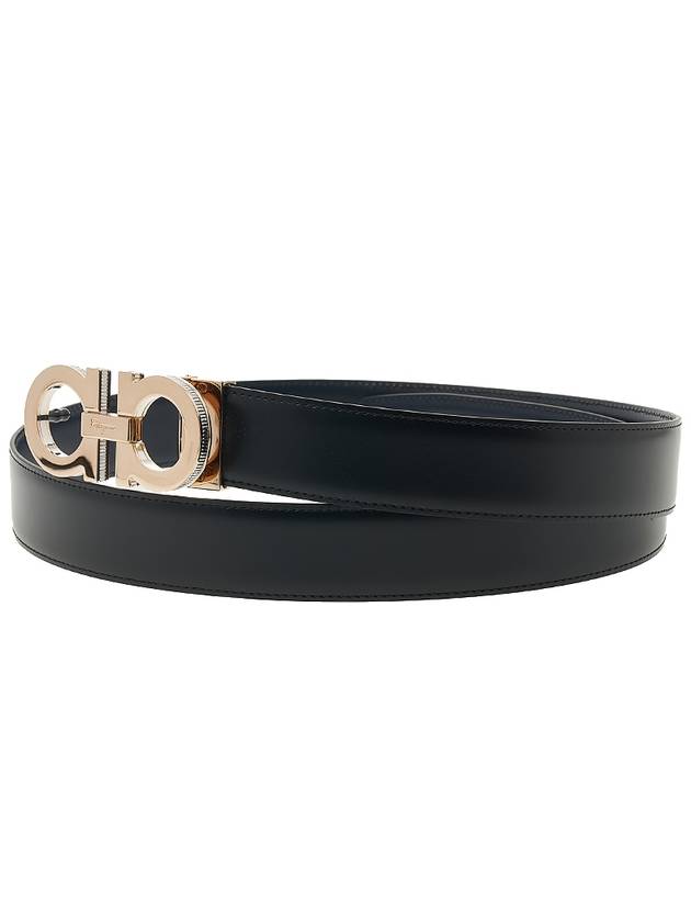 Reversible Gancini Leather Belt Black - SALVATORE FERRAGAMO - BALAAN 3