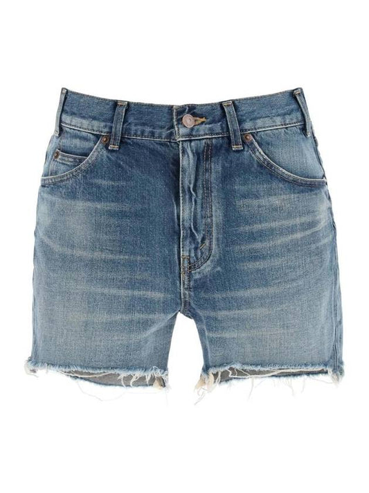 SN BLUE Japanese denim skate shorts for men and 2N72A519X 08EL - CELINE - BALAAN 1