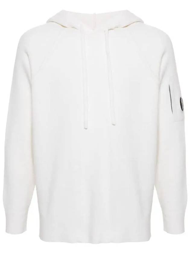 Lambswool GRS Hooded Waffle Knit Top White - CP COMPANY - BALAAN 3