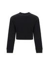 Logo Embroidery Crew Neck Sweatshirt Black - FENDI - BALAAN 3