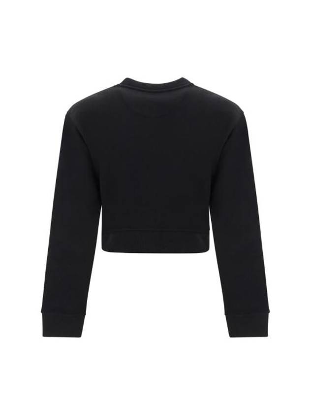 Logo Embroidery Crew Neck Sweatshirt Black - FENDI - BALAAN 3