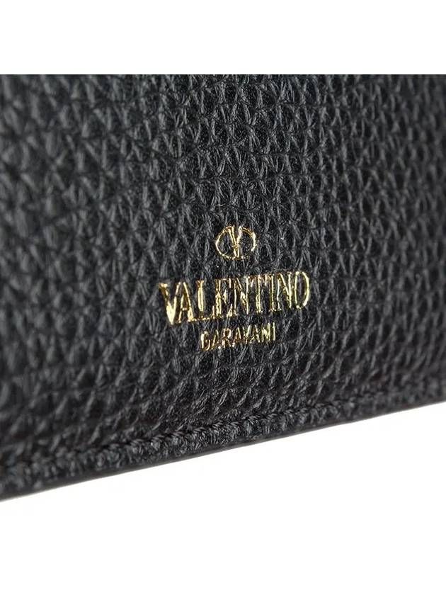 Rockstud Calfskin Card Wallet Black - VALENTINO - BALAAN 7