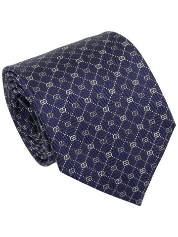 GG Dot Pattern Silk Tie Navy - GUCCI - BALAAN.