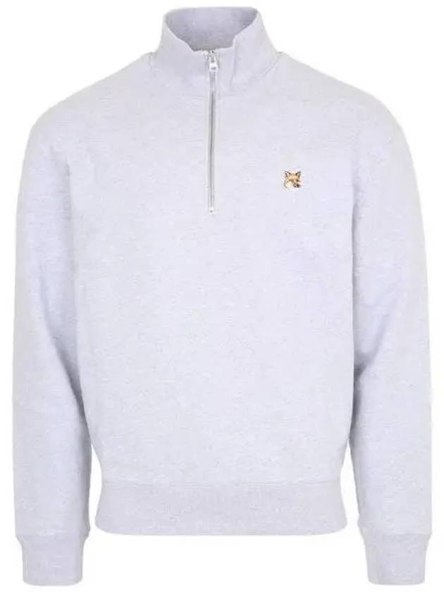 Fox Head Patch Half Zipper Sweatshirt Light Grey Melange - MAISON KITSUNE - BALAAN 2