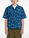 Print Cotton Short Sleeve Shirt Blue - MARNI - BALAAN 5