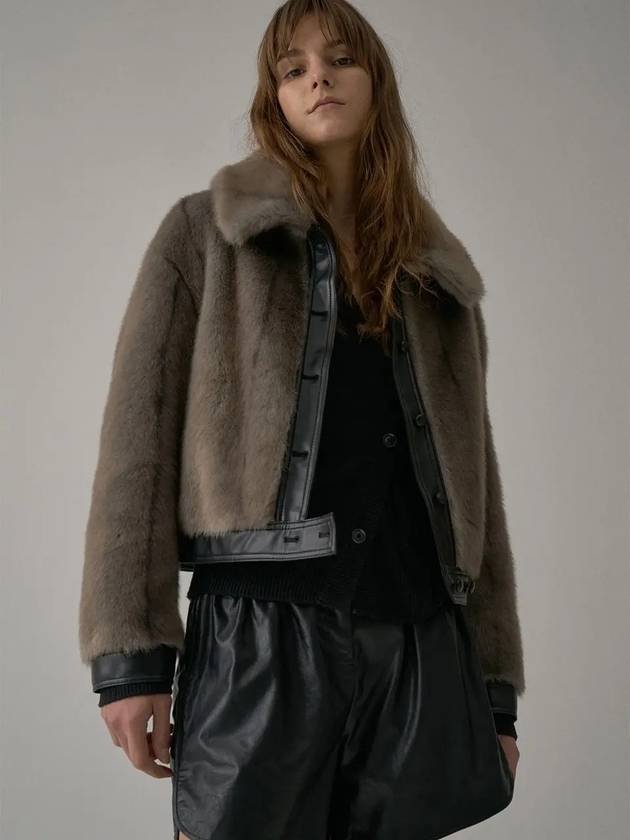 Leather Line Fur Jacket Grey - LESEIZIEME - BALAAN 4