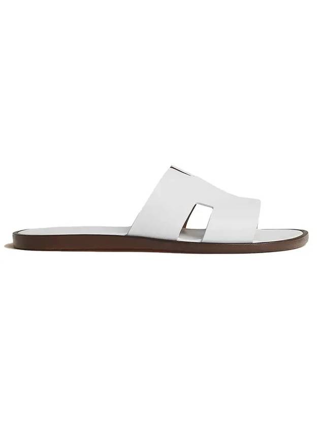 Izmir Leather Slippers Blanc - HERMES - BALAAN.