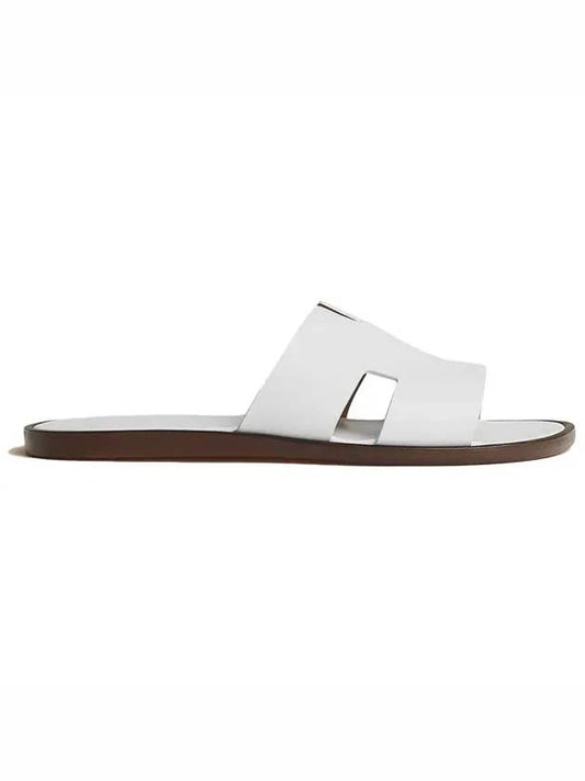 Izmir Leather Slippers Blanc - HERMES - BALAAN.