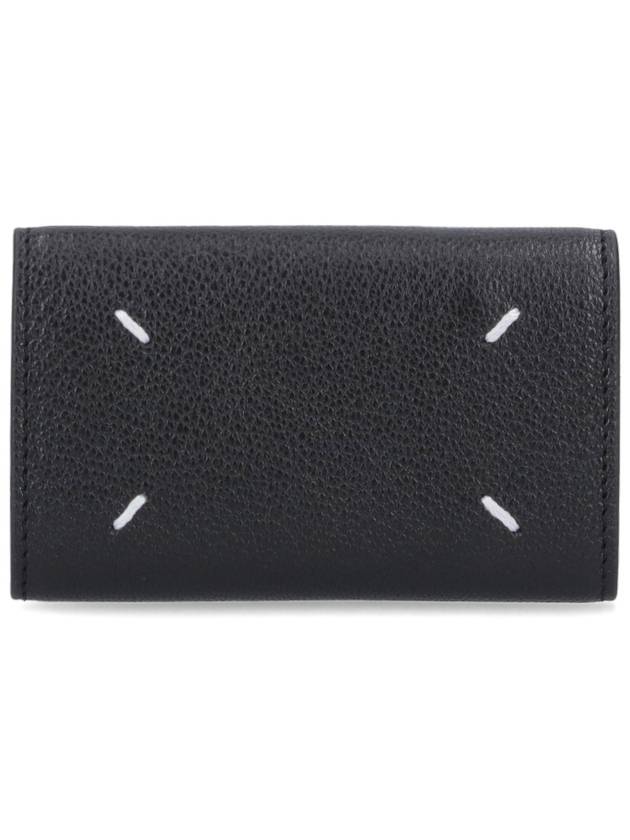 Postitch Logo Leather Key Holder Wallet Black - MAISON MARGIELA - BALAAN 4