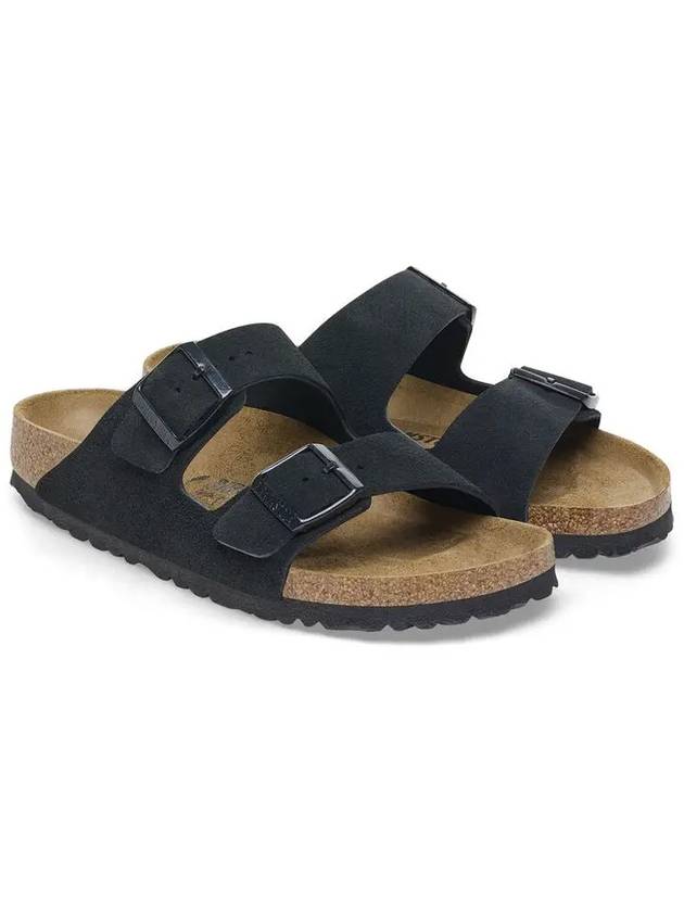 Arizona Suede Leather Slippers Black - BIRKENSTOCK - BALAAN 3