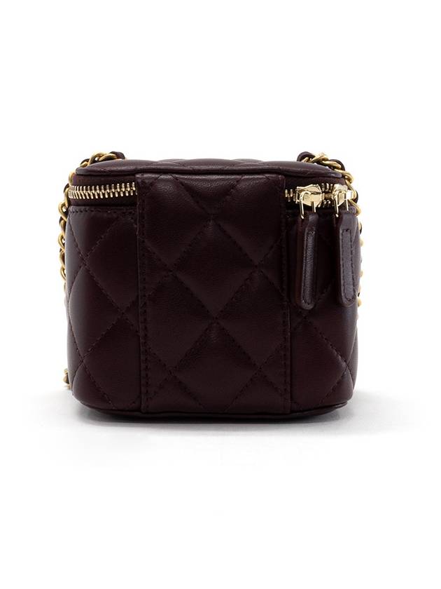 Gold Ball Vanity Bag Square Chain Small Burgundy AP1447 - CHANEL - BALAAN 9