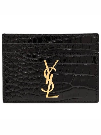 Cassandre Crocodile Embossed Leather Card Wallet Black - SAINT LAURENT - BALAAN 2