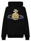 Embroidered Logo Cotton Hoodie Black - VIVIENNE WESTWOOD - BALAAN 3