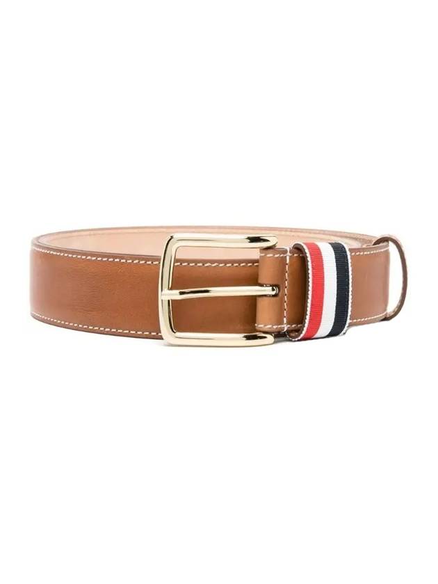 Three Stripe Tab Leather Belt Brown - THOM BROWNE - BALAAN 1