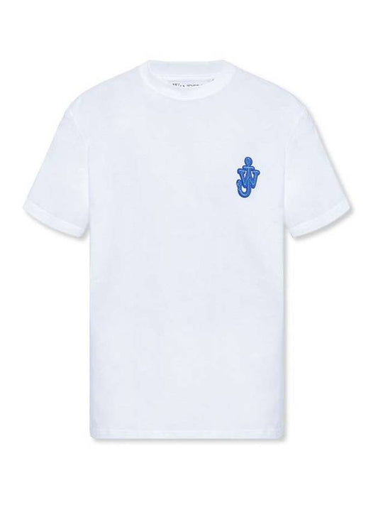 Embroidered Logo Cotton Short Sleeve T-Shirt White - JW ANDERSON - BALAAN.