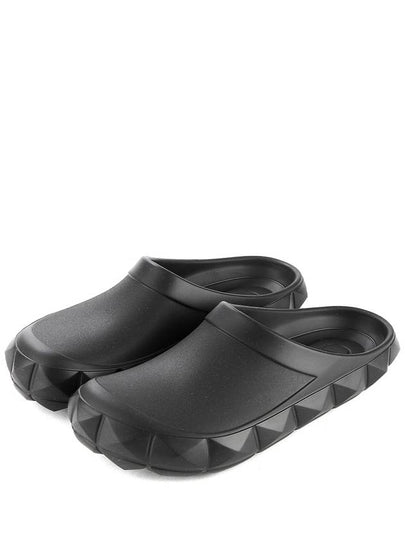 Roma Stud Turtle Rubber Clog Mule Black - VALENTINO - BALAAN 2