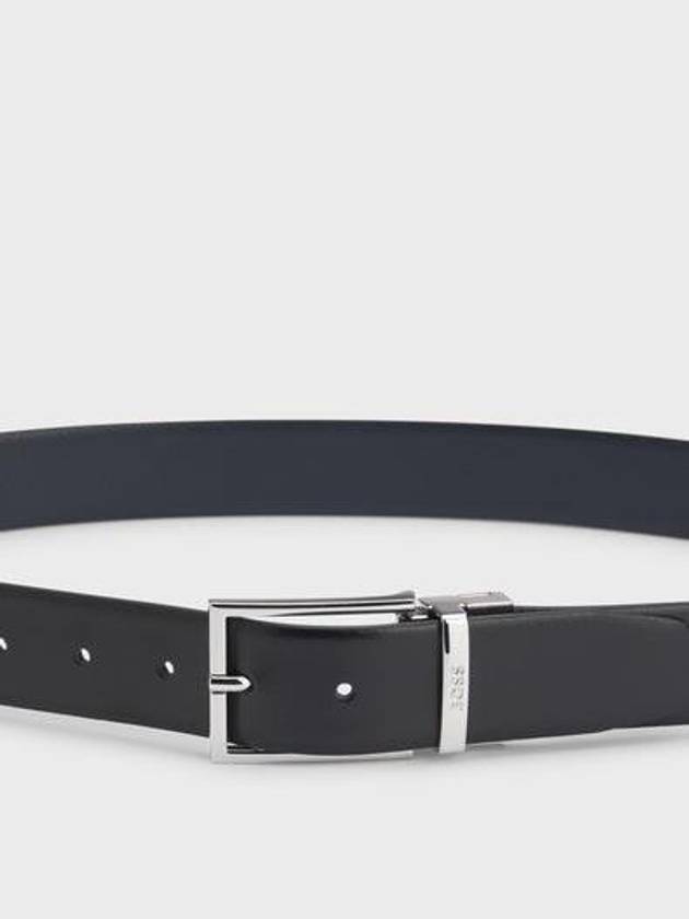 Italian Reversible Leather Belt Black Navy - HUGO BOSS - BALAAN 3