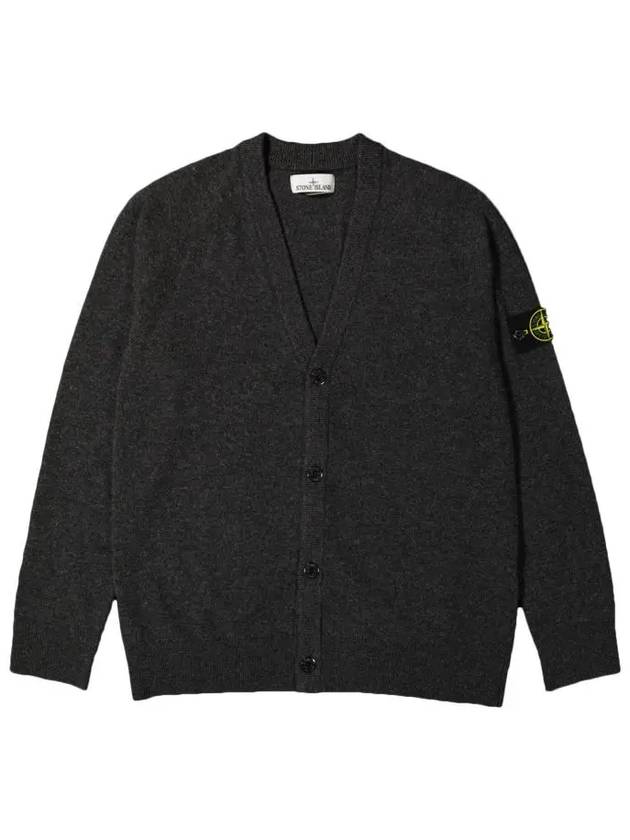 Wappen Patch V-Neck Cardigan Grey Melange - STONE ISLAND - BALAAN 2