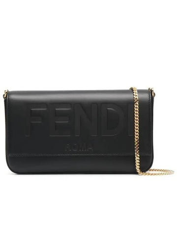 Debossed Logo Chain Cross Bag Black - FENDI - BALAAN 1