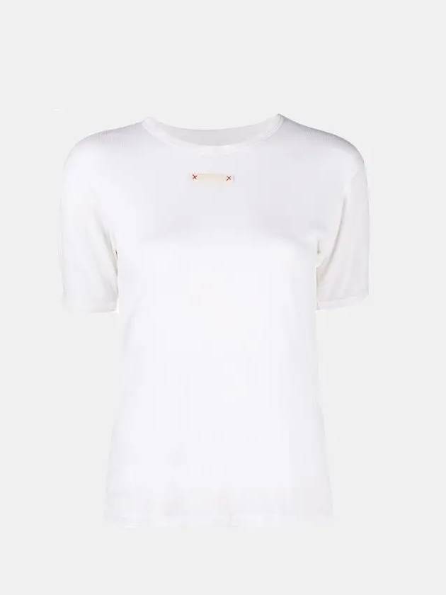 Women's Stitch Lightweight Round Neck Silk Knit Top White - MAISON MARGIELA - BALAAN 2