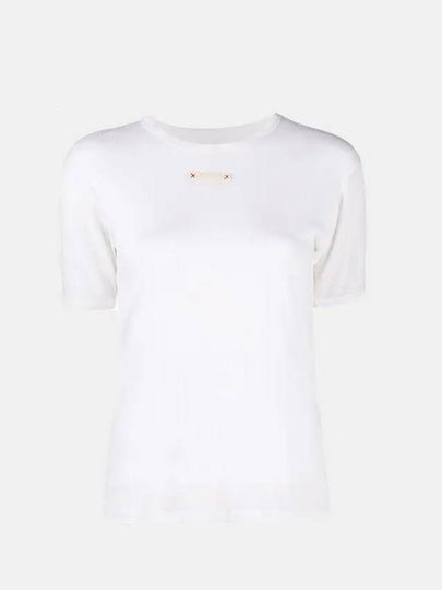 Women's Stitch Lightweight Round Neck Silk Knit Top White - MAISON MARGIELA - BALAAN 2