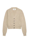 Embroidered Heart Logo Cashmere Cardigan Champagne - AMI - BALAAN 3