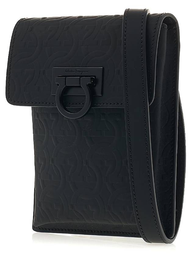 Gancini Phone Pouch Cross Bag Black - SALVATORE FERRAGAMO - BALAAN 3