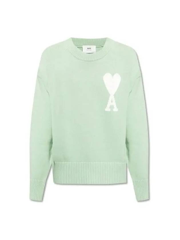 Big Heart Logo Knit Top Green - AMI - BALAAN 2