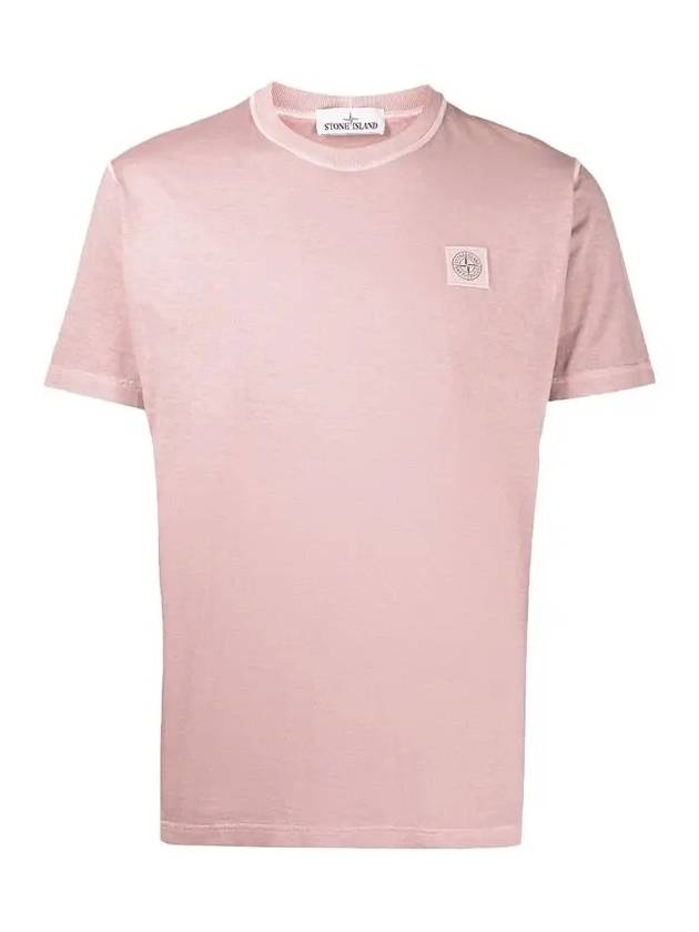 Logo Patch Chest Short Sleeve T-Shirt Antique Pink - STONE ISLAND - BALAAN 3