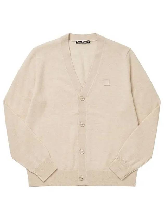 C60038 OATMEAL MELANGE Face Logo Cardigan - ACNE STUDIOS - BALAAN 4