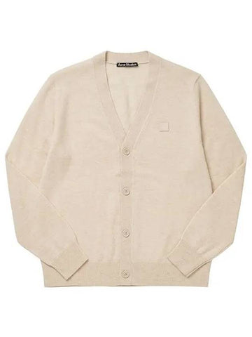 C60038 OATMEAL MELANGE Face Logo Cardigan - ACNE STUDIOS - BALAAN 1