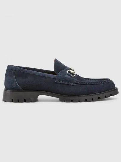 Horsebit Suede Loafer Blue - GUCCI - BALAAN 2