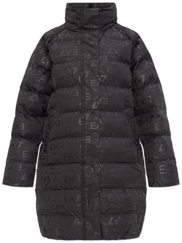 EA7 Emporio Armani Padded Jacket With Printed Monogram, Women's, Black - EMPORIO ARMANI - BALAAN 1