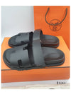 Hermes Chypre H Logo Calfskin Sandals Black - HERMES - BALAAN 4