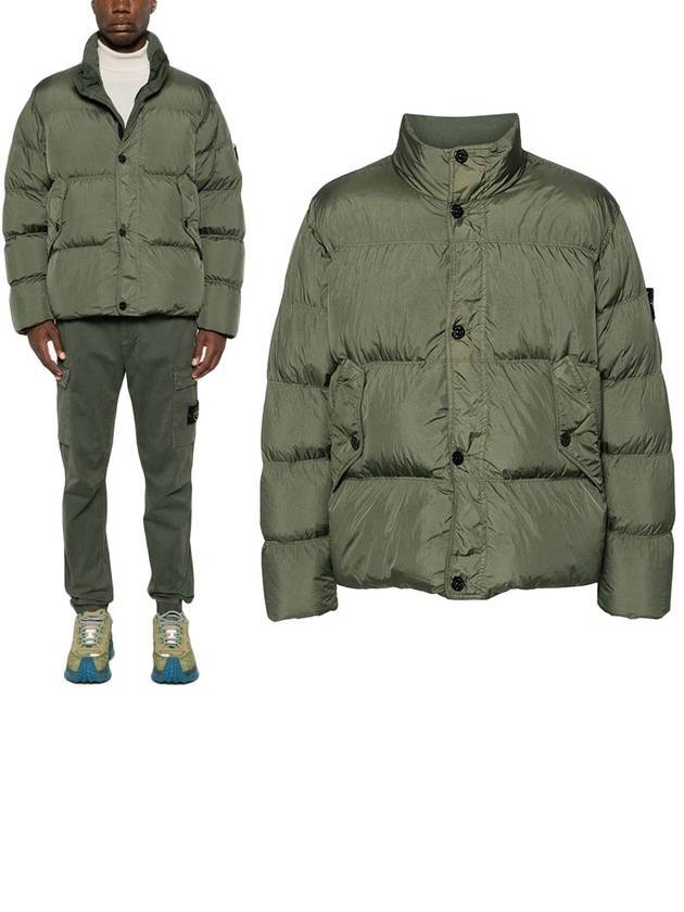 Garment Dyed Crinkle Reps Down Padding Olive - STONE ISLAND - BALAAN 2