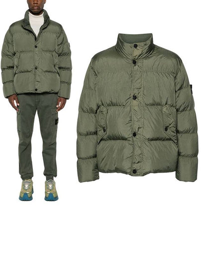 Garment Dyed Crinkle Reps Down Padding Olive - STONE ISLAND - BALAAN 2