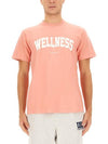 Logo Print Short Sleeve T-Shirt Salmon White Pink - SPORTY & RICH - BALAAN 1