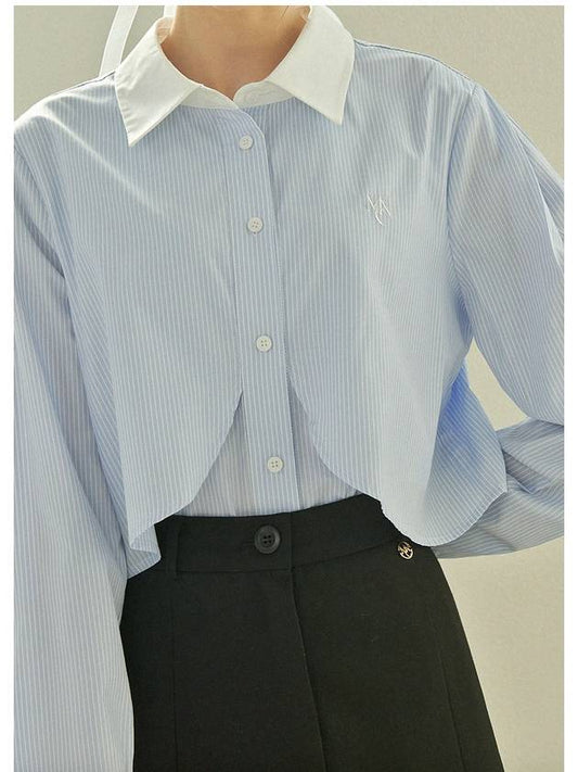 Droplet striped layered long sleeve shirt blue - MICANE - BALAAN 2
